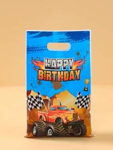 10/25/50 件怪物卡车主题礼品袋、生日快乐礼品包装袋、卡车派对礼品袋、卡车主题生日派对用品、手提袋、储物袋、生日礼物包装袋、1 岁生日派对用品、新娘送礼会礼品、赛车派对礼品、婚礼派对礼品、迎婴派对装饰、性别揭秘派对用品、节日派对装饰、生日节日礼物 - 紅藍怪物卡車 - 查看 8