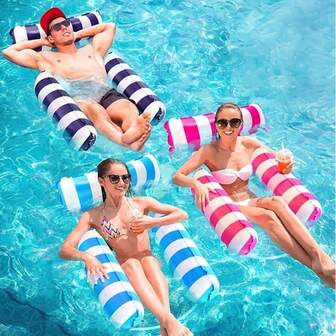Inflatable Swimming Pool Adult Size Water Hammock, Foldable Floating Pool, Water Leisure Floating Bed, Pool Raft Lounge Chair Float, Party Summer Water Beach Lake Fun Floating Chair Pool Float, Beach Essentials, Beach Accessories