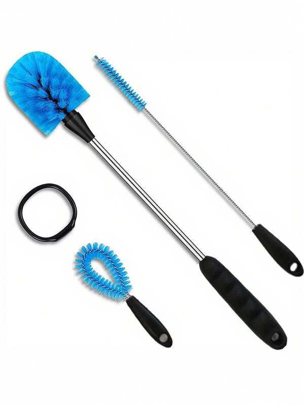 Juego de 1/3 cepillos para limpiar botellas, de nailon duradero y acero inoxidable, con mango largo antideslizante, incluye un cepillo para pajitas y un limpiador de tazas y vasos de detalle - Para limpieza de cocina - Para todo tipo de botellas - Un gran regalo para el día de la inauguración de la casa y amantes de la cocina