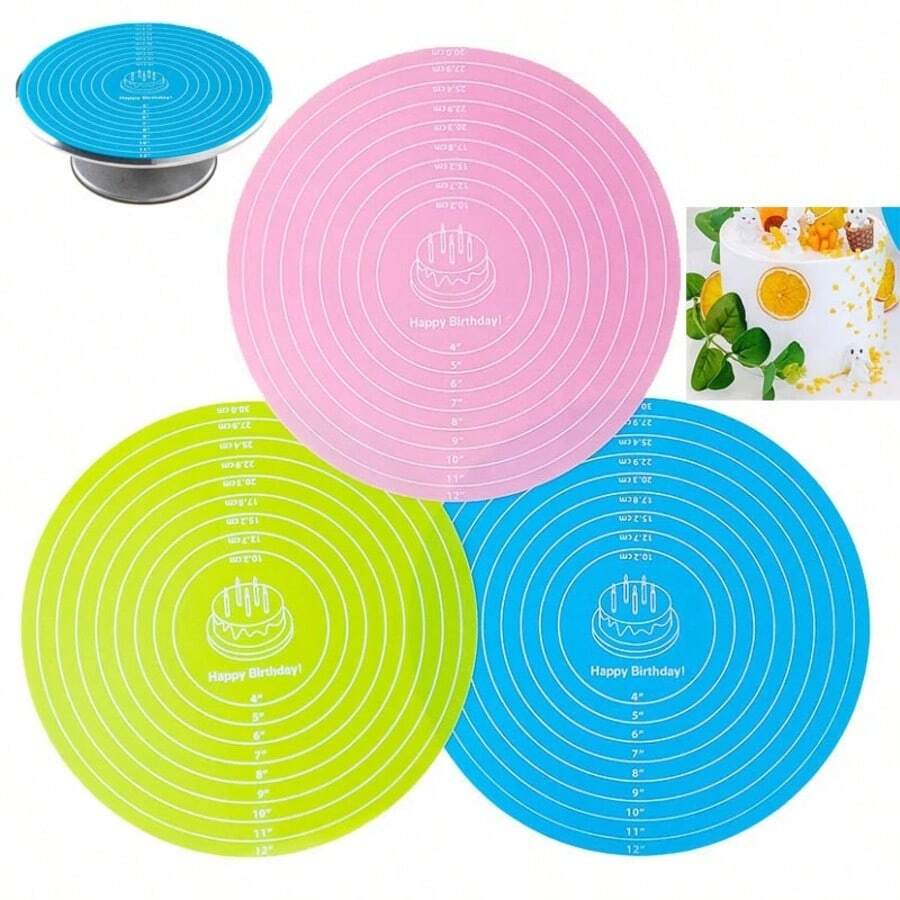 Silicone Baking Mat Round Baking Mat Cake Mat With Measurements Non Stick Dough Rolling Mat Pastry Mat For Making Macarons Bread Baking Accessories