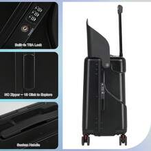 Advwin 20" Carry On Luggage With Seat, Hardside Lightweight Ride On Suitcase With 4 Spinner Wheels & TSA Lock For Travel, School - màu đen - Xem 6