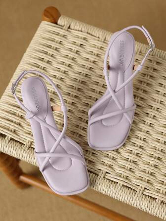 2025春夏新款优雅高跟凉鞋，简约舒适时尚女鞋，紫色细高跟凉鞋