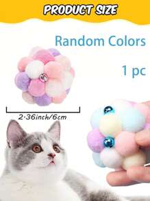 1pc Pom Pom & Bell Decor Random Cat Teaser Toy