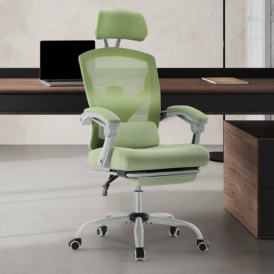 Sweetcrispy Office Computer Desk Chair, Ergonomic High-Back Mesh Rolling Work Swivel Chairs With Wheels, Comfortable Lumbar Support, Comfy Arms For Home, Bedroom, Study, Student, Green - Green - View 1