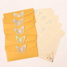 Set de 25 piezas, que incluye 15 hojas de papel para escribir, 5 sobres con decoraciones de mariposas de colores y refuerzo de perlas falsas, adecuado para cumpleaños, aniversarios, San Valentín, Acción de Gracias, Navidad, Día de la Madre y otras ocasiones de vuelta a la escuela