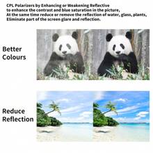 MECORIGHT MECORIGHT Brand CPL Polarizing Filter Reduces Or Eliminates Reflections On Water Surfaces, Glass, And Plants, Weakens Glare And Reflections Of Non-Metallic Objects In The Image, Can Reduce 1-2 Stops Of Exposure. It Can Replace The Role Of ND2 And ND4 Neutral Density Filters In Some Cases, Reducing Strong Light And Enhancing Image Layering Multiple Diameter Sizes Available: 37/40.5/43/46/49/52/58/62/67/72/77/82/95/105mm, Suitable For Installation And Use On The Front Of SLR Camera Lenses.