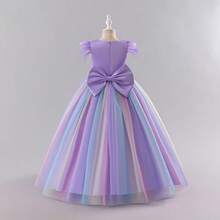 Tween Girl Princess Dress, Colorful Tulle Flower Girl Wedding Gown, Prom Party Dress - Purple - View 5