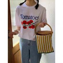 LA PRINCESA PLAYERA DE MANGA CORTA DE DAMA ,DE ESTAMPADA DE  FURTA TOMATE - Blanco - Ver 5