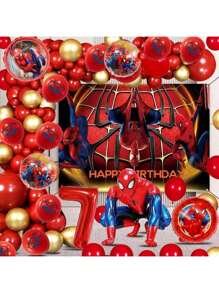 64PCS New Spider-Man Theme Balloon Set Birthday Party Decorations Superhero Balloons Backdrop Banner For Birthday Party Scene Layout