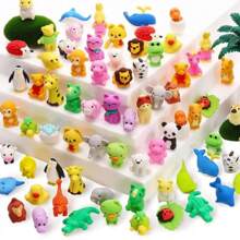 Set de 5/10/32/50 piezas de gomas de borrar con diseños de animales aleatorios y lindos - Gomas de borrar miniatura de animales para recompensas en el aula y regalos para fiestas, mascotas de colección para la mesa - Diversos estilos divertidos de papelería con mascotas, perfectos como incentivos para estudiantes y para llenar cajas de tesoros, gomas de borrar divertidas, aulas, papelería de goma linda