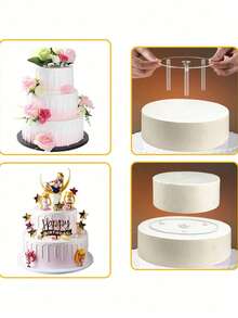 1 套 4/6/8/10/12 英寸蛋糕支架多层支架垫片透明支撑架交错悬挂蛋糕装饰用品，圆形蛋糕支架，多层蛋糕支架垫，适用于婚礼节日派对和生日蛋糕 - 無色 - 查看 2