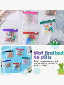 7 件/1 件 PEVA 便携式拉链药袋，可重复使用药盒，用于存放药丸/药片，防水密封，波西米亚风 - 彩色 - 查看 8