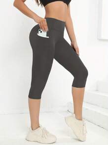 Pantaloni de yoga cu talie înaltă, cu buzunar, jambiere sportive subțire, subțire, pentru controlul burticii