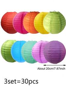 Set de 10 piezas/20 piezas/30 piezas de linternas de papel de colores variados de 20cm/25cm, aptas para bodas, cumpleaños, jardín, fiestas de inauguración de casa, decoración (luces no incluidas)