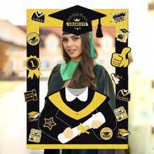 Graduation Ceremony Party Decorations Prop Graduation Cap Gown Photo Frame Graduation Decor Photo Props DIY Set Includes Tassels And Adhesive