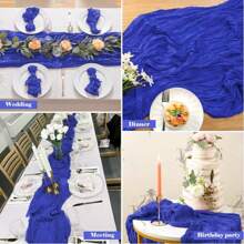 1/6/10 PIEZAS Tul azul real de 10 pies, mantel corredor de estilo bohemio, tela gasa, estilo país, transparente corredor para boda, cumpleaños, ducha, fiesta, decoración de mesa de comedor bohemia (Zafiro)