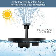 16cm/18cm Solar Bird Bath Fountain With 6 Nozzles, Solar Fountain Pump For Bird Bath With Brackets, Solar Powered Floating Water Pump For Bird Bath, Ponds, Garden, Fish Tank And Outdoor - 黑色 - 查看 3