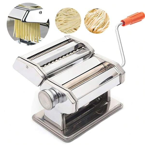 Manuelle Nudelmaschine, geteilte Nudelpresse, Edelstahl, 9-stufig verstellbarer Schneider mit Zange für Spaghetti, Pasta, Lasagne