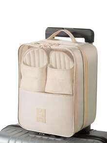 二合一旅行鞋袋，挂袋式收纳袋，多种颜色可选（黑色、米色），可机洗，节省空间，行李整理袋，便携式鞋柜，防水防潮，假日旅行必备，旅行包，旅行配件，鞋袋，旅行收纳袋，抽绳鞋袋，鞋套，便携式防尘，男女通用，邮轮旅行必备，度假必备