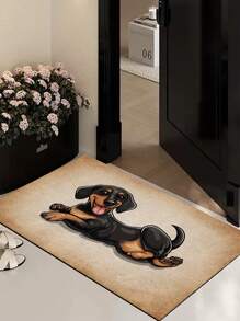 1pc Vintage Style Cute Dog Printed Doormat, Ultra-Thin Non-Slip Indoor Entrance Floor Mat, Welcome Rug, Bathroom Bedroom Mat, Garden Carpet, Home Decor Gift, Washable & Irronable