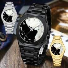 1pc Men's Luxury Casual Fashion Watch, Elegant Arabic Numerals Stainless Steel Band Quartz Wrist Watch, Suitable For Business, Office, Travel, Party, Gift - Gold, Silver and Black - View 11