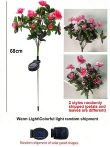 Solar Powered Rhododendron Flower Lights, Outdoor Patio Lawn Landscape LED Garden Decor Pathway Lights, Artificial Flower Lights (Warm Light/Color Light Random) - Multicolor - View 9