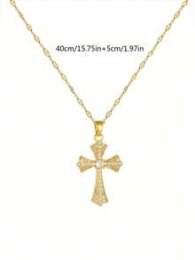 1 件时尚流行微镶钻石耶稣铜吊坠不锈钢项链适合男孩女孩精致轻奢派对珠宝适合宗教基督教珠宝适合日常佩戴