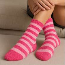 Kit With 2 Pairs Of Warm Plush Women's Mid-Calf Socks