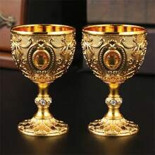 1pc European Vintage Faux Gemstone Metal Goblet, Suitable For Wedding Anniversary, Drinking Red Wine, White Wine, Champagne, Wine, Spirits