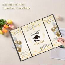 Libro de visitas de graduación 2025 - Decoraciones elegantes para la fiesta de graduación con diseño dorado y negro, ¡Felicitaciones por tu graduación! Tema celestial, regalo perfecto para ella, hijo, hija o graduados, decoraciones para la fiesta de graduación de vuelta al colegio