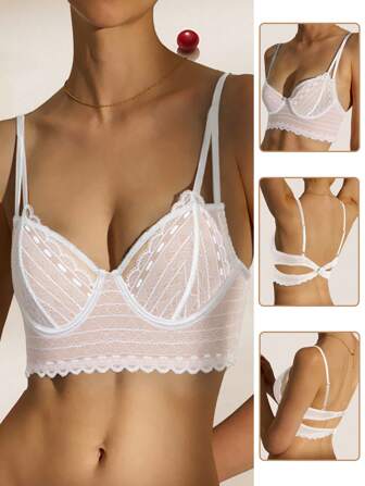 新娘内衣度假蕾丝露背文胸，低背文胸，睫毛蕾丝文胸，性感内衣