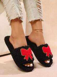 Chinelos Domésticos Femininos com Laço Estiloso, Fofos, Verão, Primavera, Outono e Inverno, Elegantes, Perfeitos para Casa, Escritório, Festas