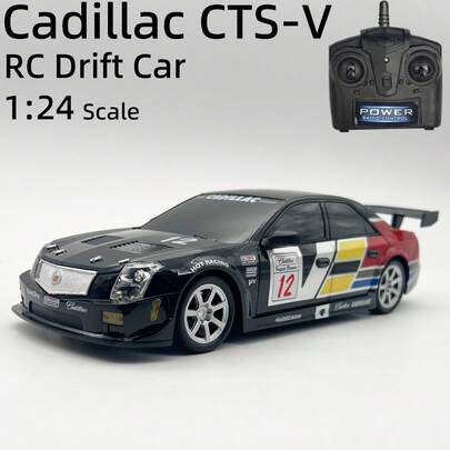Cadillac CTS-V Remote Control Car 1/24 2.4GHz 2WD RC Drift Car, 18KM/H+ High Speed RC Cars Racing Car With Cool Lights, Toy Car For Kids
