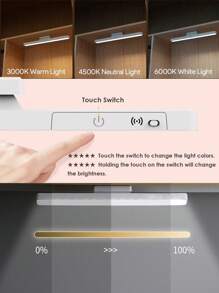 1 PC LED Light Bar With Remote , Type-C 5V Rechargeable 3 In 1 Light Colors Changeable Brightness Dimmable LED Light For Mirror Lighting Bathroom Bedroom Camping Kitchen Night Lighting
