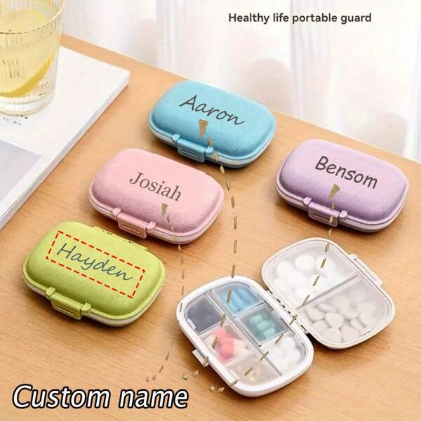 1PC Personalized Customization Compact Portable Pill Organizer Box - Durable Polypropylene, Multi-Compartment Medication And Vitamin Storage, Ideal For Travel And Daily Use, Medication Storage Organizer | Modern Pill Box | Secure Lid Design, Pill Box For Purse