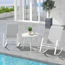 SFAREST Garden Rocking Chairs, Set Of 2 Outdoor Armchairs With Rocking Function & Backrest, Patio Leisure Glider Seat For Backyard Poolside Balcony (Grey) - Grey - View 2