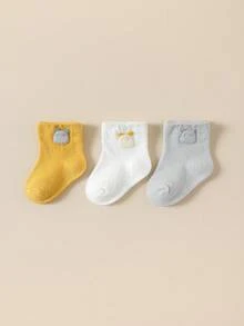 1 Pair Cute Cartoon Rabbit/Carrot/Bear/Animal Hand-Made 100% Polyester Children Socks, Comfortable Casual Fashion Socks For Baby 0-4 Years Old, Suitable For Spring, Summer, Autumn And Winter - Multicolor - View 8