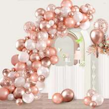 30pcs/Set Shiny Rose Gold Metallic Sequin Or Pearlescent Rose Gold Latex Balloons Pack, Suitable For Bachelorette Party, Birthday, Wedding, Proposal, Mother's Day, Graduation, Halloween, Christmas And Other Indoor/Outdoor Decorations