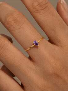 1Pc Heart 925 Sterling Silver Ring For Women Romantic Adjustable Chain Ring Perfect For Daily Wear Bridal Jewelry Fine Jewelry - Gold - View 10