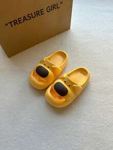 Cute Puppy Design EVA Slip-On Slippers, Thick Sole Indoor/Outdoor Wear, Comfortable, Anti-Slip, Suitable For Summer, Women - Yellow - View 1