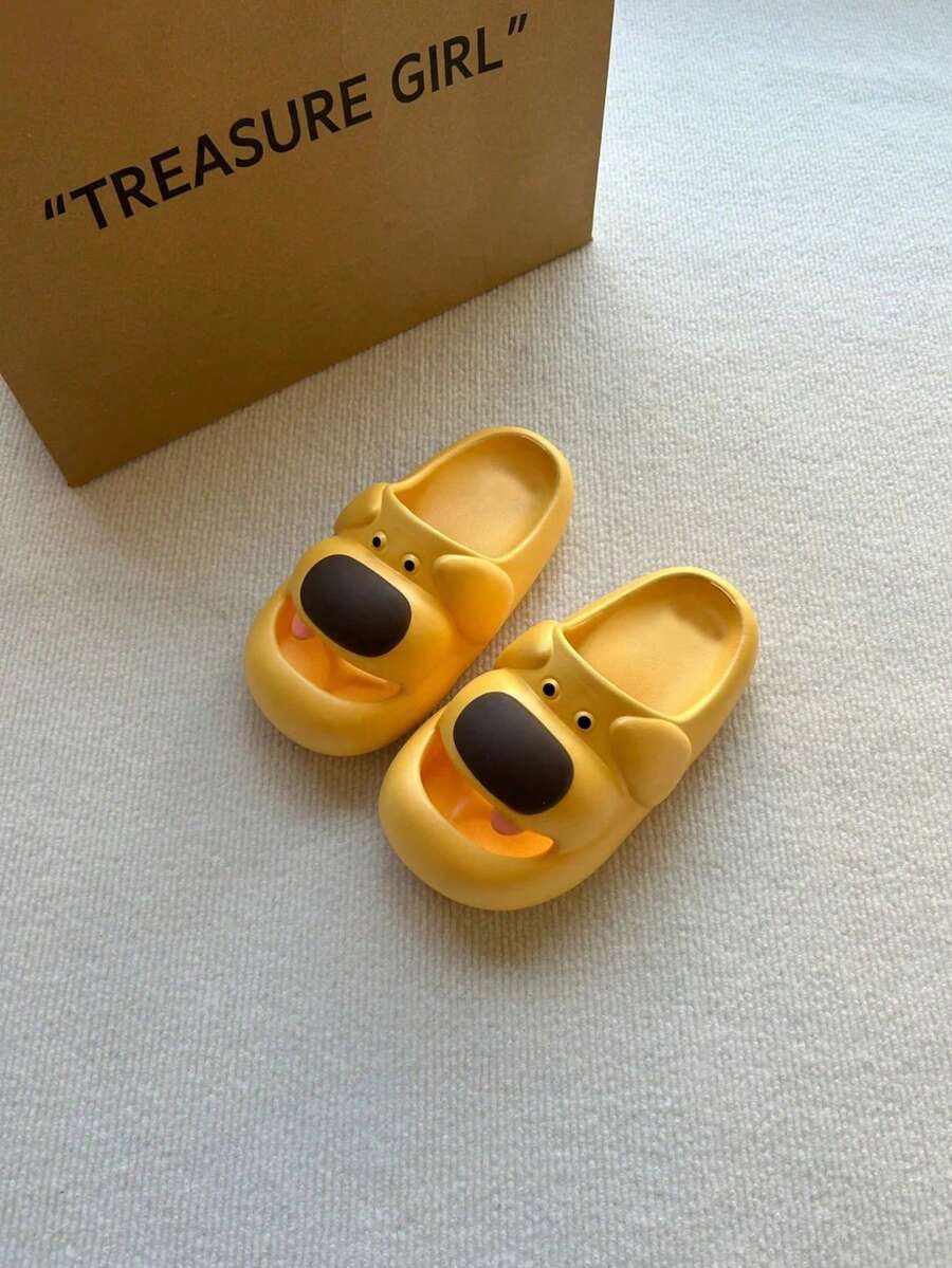 Cute Puppy Design EVA Slip-On Slippers, Thick Sole Indoor/Outdoor Wear, Comfortable, Anti-Slip, Suitable For Summer, Women - Yellow - View 1