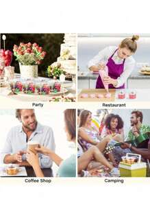 50pcs/100pcs 120ml Transparent Lid Cups, Portion Cups With Lids - Leak-Proof, Stackable, Suitable For Dips, Sauces, Fruits, Lunches, Iced Coffee, Smoothies, Milkshakes And Any Cold Beverages, Ideal For Wedding Parties, New Year Celebrations - No Power Needed, Halloween, Christmas