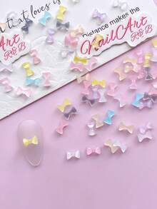 50 Pieces Of Resin, Small Bow, Design Nail Decoration, DIY Mini Bow, Nail Design, Nail Salon, Japanese And Korean Minimalist Fashion, Nail Products, Nail Charm, Nail Art, Nail, Random Mixing Of Various Colors Summer, Candy Color, Nail DIY Nails Charms Nails Supplies Nail Gems