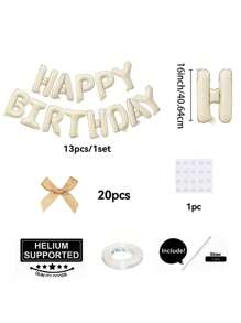 33pcs Pink Bow Birthday Balloon Set, 16" White/Black/Pink/Cream Happy Birthday Banner, Pink Mini Bow Decor, Birthday Party Decoration, Anniversary, Proposal, Wedding