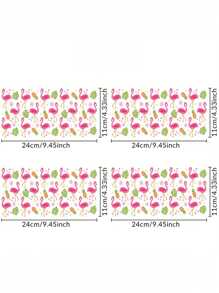 4pcs/Set UV DTF Transfer Stickers, Flamingo & Pineapple Pattern Design Decals, DIY Waterproof Transfer Stickers For Cups, Mugs, Glass, High Quality, Waterproof & Scratch-Resistant