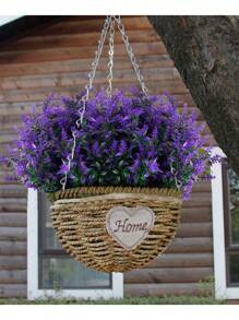 5pcs UV Resistant Hanging Flower Pot Floral Fence, Indoor Outdoor Decor Artificial Greenery Lavender Shrubs Fake Flowers, Wedding Table Centerpiece Filler (Purple)