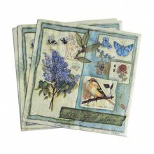 20pcs 2-Ply Disposable Colored Printed Floral & Bird Pattern Wood Pulp Napkins