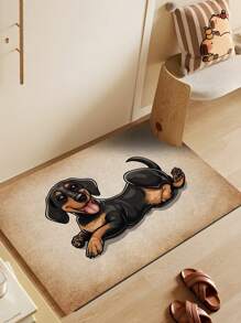1pc Vintage Style Cute Dog Printed Doormat, Ultra-Thin Non-Slip Indoor Entrance Floor Mat, Welcome Rug, Bathroom Bedroom Mat, Garden Carpet, Home Decor Gift, Washable & Irronable