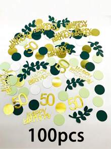 200/100/10 Stücke Geburtstagskonfetti, Glückwunsch Geburtstag Konfetti, goldene Karte "Alles Gute zum Geburtstag" grüne Blätter runde Konfetti, Geburtstags Tisch Dekoration, kann für DIY Geburtstags Tischdekoration verwendet werden, schafft eine fröhliche Atmosphäre, Feste & Party Zubehör