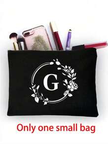 1/2 pezzi Borsa shopping tela con stampa lettere iniziali dalla A alla Z, con borsa portaoggetti cosmetici inclusa, borsa personalizzata, grande capacità, adatto per matrimoni, compleanni, spiaggia, vacanze, scuola, ottimo regalo per donne, mamme, insegnanti, amiche, damigelle d'onore, studenti, borsa grande. Borsa casual capiente e portatile, adatta per lo shopping multifunzionale